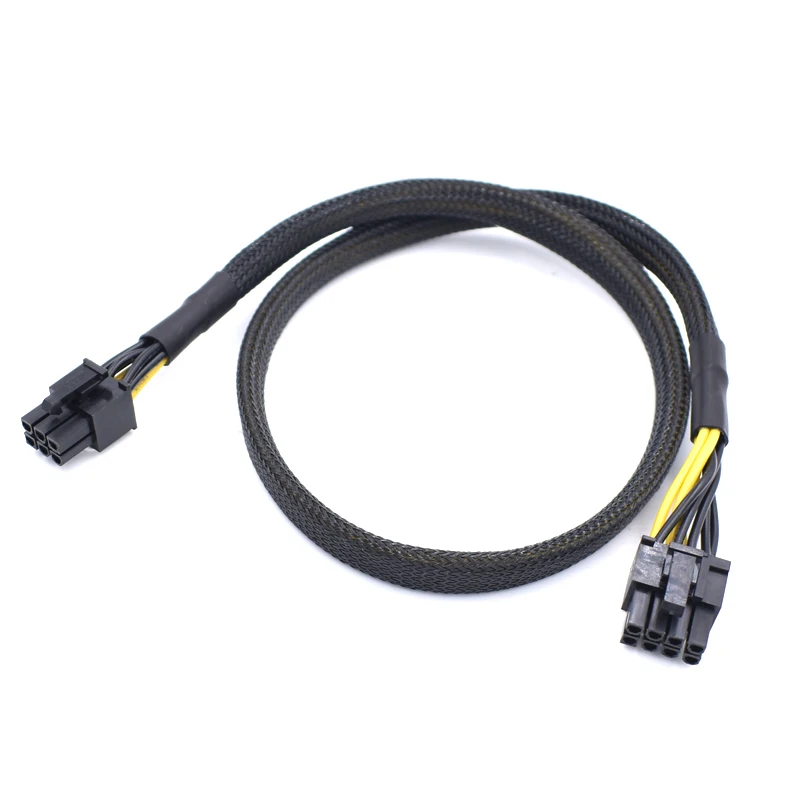 Кабель питания PCI-e 2 шт. 6 Pin-8 Pin (6 + 2) с черным рукавом для серверного блока HP Dell