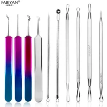 Пинцет из нержавеющей стали, щипцы для удаления угрей, иглы для удаления угрей, инструменты для выдавливания прыщей, ложка, средство для очистки лица