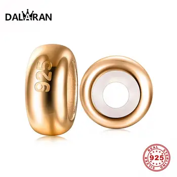 

DALARAN 2pcs/lot Silver Charm 925 Sterling Silver Rose Gold Solid Positioning Spacer Beads Fit Bracelets & Bangles Diy Jewelry