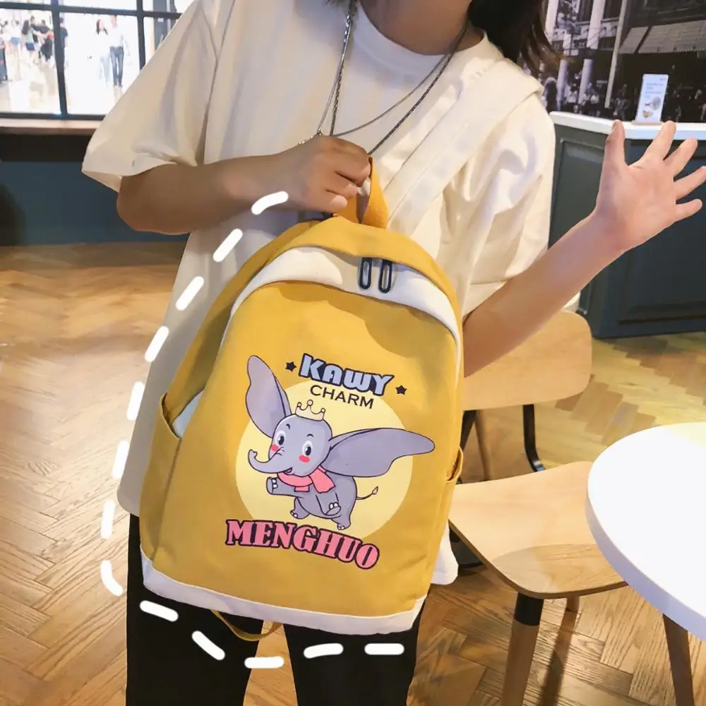 Disney Dumbo Холст мультфильм рюкзак женский мультфильм милый Летающий рюкзак со слоном ученик средней школы сумка женская сумочка