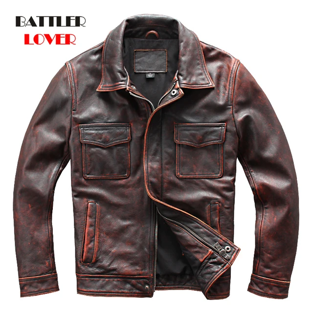 Free Shipping.sales Brand New Men Cowhide Coat.natural Quality Thick Men's  Genuine Leather Jacket.vintage Style Leather Clothes - Genuine Leather -  AliExpress