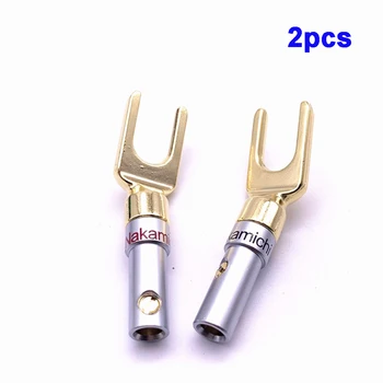 

2pcs Musical Gold-Plated Cable Wire Pin Y spade Fork Spade Audio Terminals Plugs Banana Plug Connectors