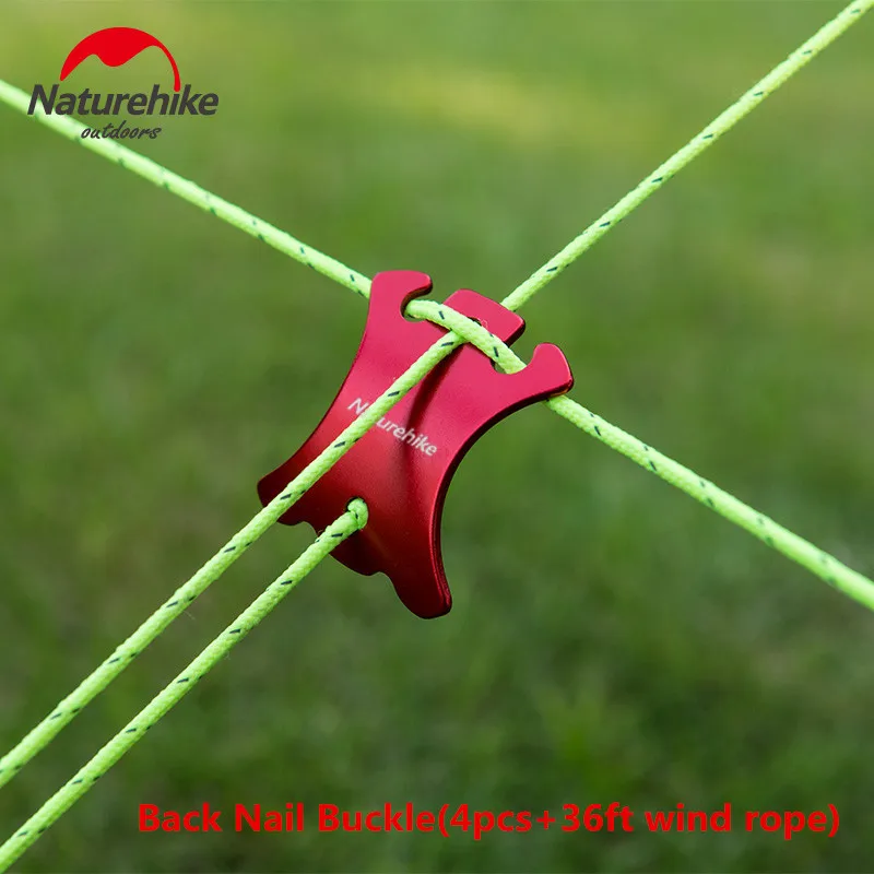 

Naturehike 4pcs buckle+12m wind rope Quick Knot Tent Wind Rope back nail Buckle Antislip Camping Tighting Hook Wind Rope Buckles