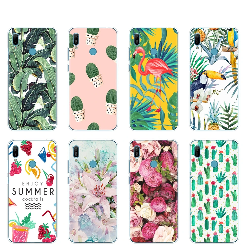 silicon phone cover case for huawei Y5 Y6 Y7 Y9 PRO PRIME 2019 honor 8s 8a 20 LITE 10i view V20 Flower Fruit Cactus | Мобильные
