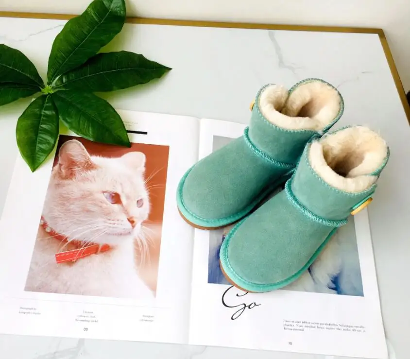 Детские Зимние полуботинки из натуральной кожи; обувь для мальчиков и родителей; утепленная детская обувь; водонепроницаемые ботинки - Цвет: color 3