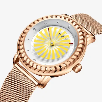 

Fashion Men Casual Watch Mesh Strap Stainless Steel BIDEN Brand Waterproof Creative Wave Pattern Business Gift Clock for Male