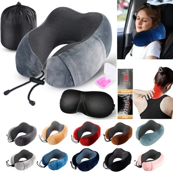 

Memory Foam Pillow U-Shape Travel Pillow Neck For Airplane Car Flight Head Chin Support Cushion Office Nap Pillows For Sleep