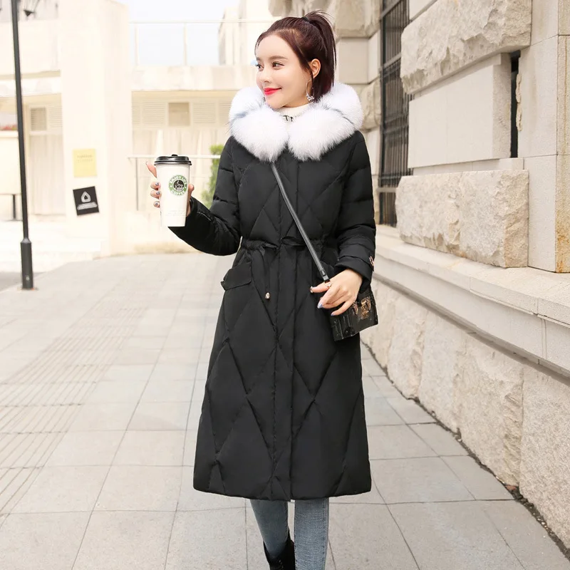 

Hooded Cotton Coat Simple Versatile Fashion Solid Color Slim Fit Slimming 2018 Winter Warm Thick Pocket Long