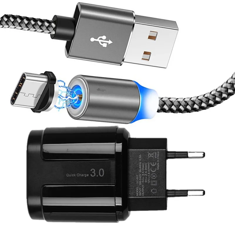 QC3.0 USB быстрое зарядное устройство магнитный кабель типа C для samsung galaxy Feel 2 S8 S9 S10 A50 A70 A20 M30 Honor 20 10 9 провод для мобильного телефона