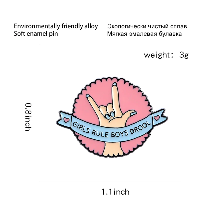 Femminista-dello-smalto-pins-Ragazze-Regola-Ragazzi-Sbavare-badge-spille-Love-you-gesto-Risvolto-Giubbotti-cappello (4)