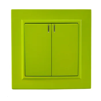 

Light switch 2 gang 1 way with indicator European standard Decorative wall switch 10A 250V legrand Schneider EP-04 Yellow Green