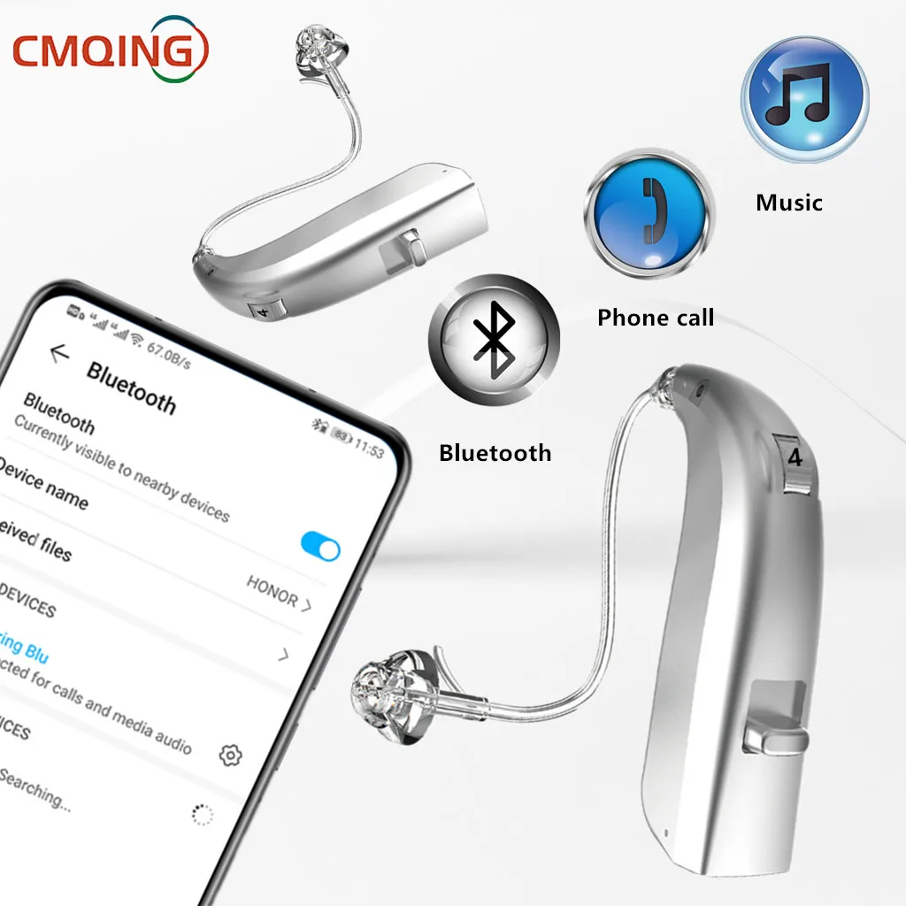 Rechargeable Wireless Hearing Aid + Bluetooth