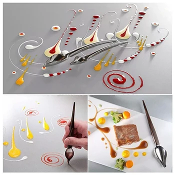 

Creative Decoration Spoon Sushi Food Draw Tool Design Sauce Dressing Plate Dessert Bakeware Cake Spoon Coffee Embellishment Tool
