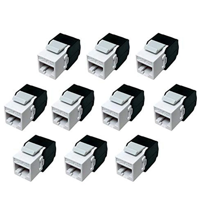 10-Pack Cat6A RJ45 Keystone Jack - Cat6 Compatible -180 Degree Toolless -Ethernet Wall Jack -Cat6A Network Coupler imbaprice network cable tester