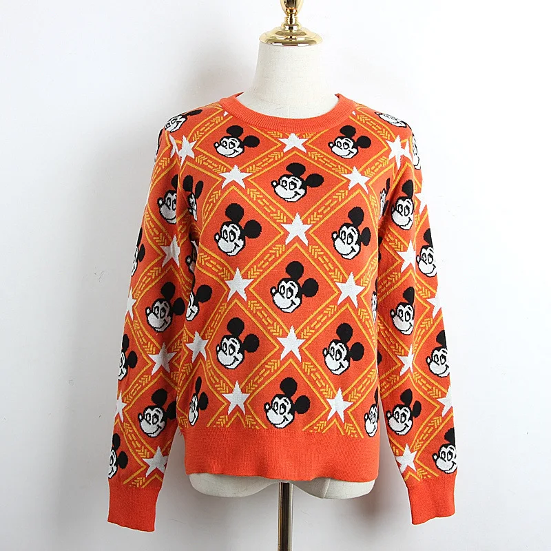 Женский пуловер с Микки Маусом свободный большой размер хит цветной пентаграмма