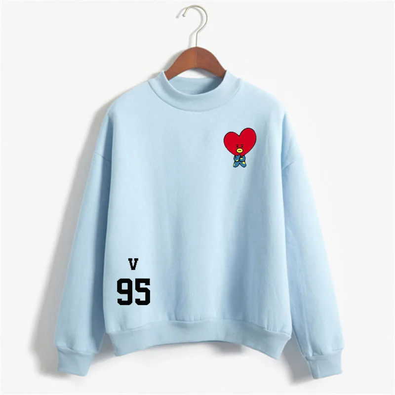 95V blue2 Толстовка I Am Fine Ambigram для женщин, футболки с графическим принтом, топы с надписью «My Yoongi», Забавные топы с надписью «Love Self Response», «Ten», «Jungkook love yours» - Цвет: 95V blue2