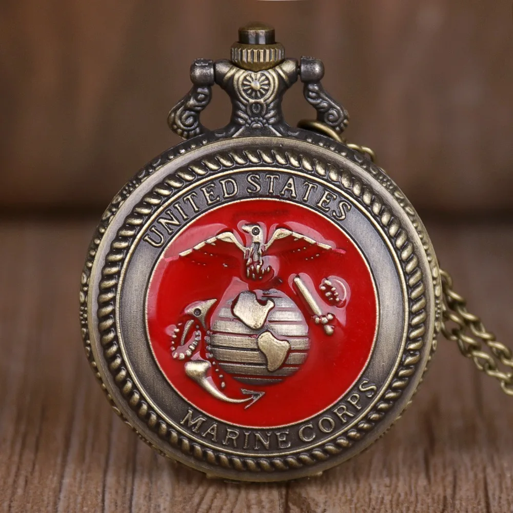 Винтажные бронзовые Мужские кварцевые часы США морской корпус карманные часы Лучшие подарки для мужчин для мальчиков