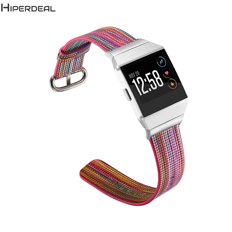 D Кожаный ремешок для Fitbit ионический ремешок Радужный ремешок замена Смарт аксессуары с застежкой из нержавеющей стали 8,15 - Цвет: D