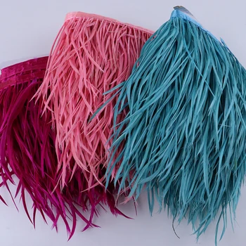 

1 Meter Natural Goose Feather Ribbon Trims Fringe Diy Craft Wedding Accessory for Christmas Decor 15-20 CM Swan Plumes 9 Colors