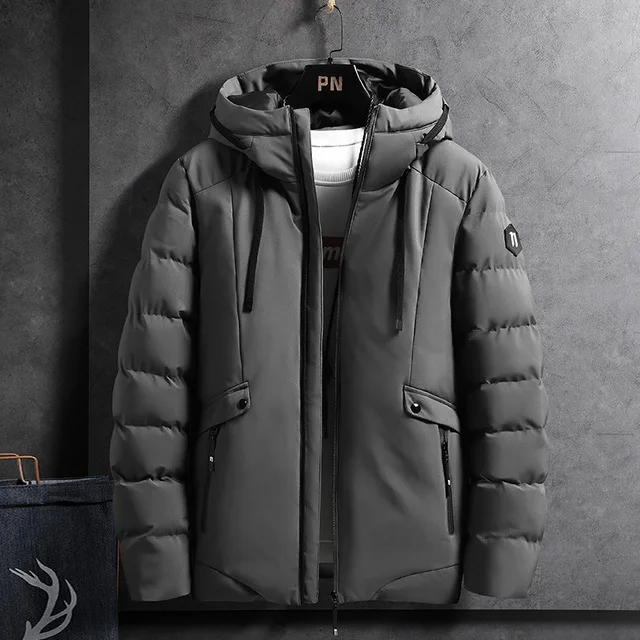 long down puffer coat Warm Men Parkas Casual Hooded Jackets Coat Winter Thick Men's Sportswear Cotton Padded Jackets Zipper Solid Outwear Windbreaker fur parka coat