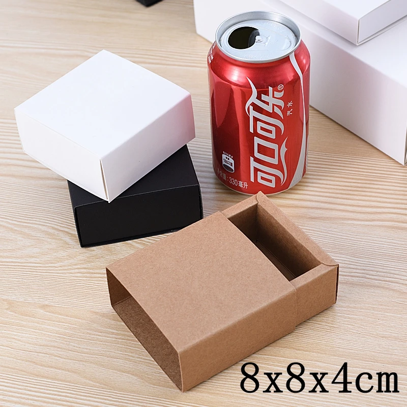 

20PCS #1 Natural Brown Kraft Paper Box Slide Open Gift Box White Wedding Favors and Candy Box Cardboard Carton Packaging Party