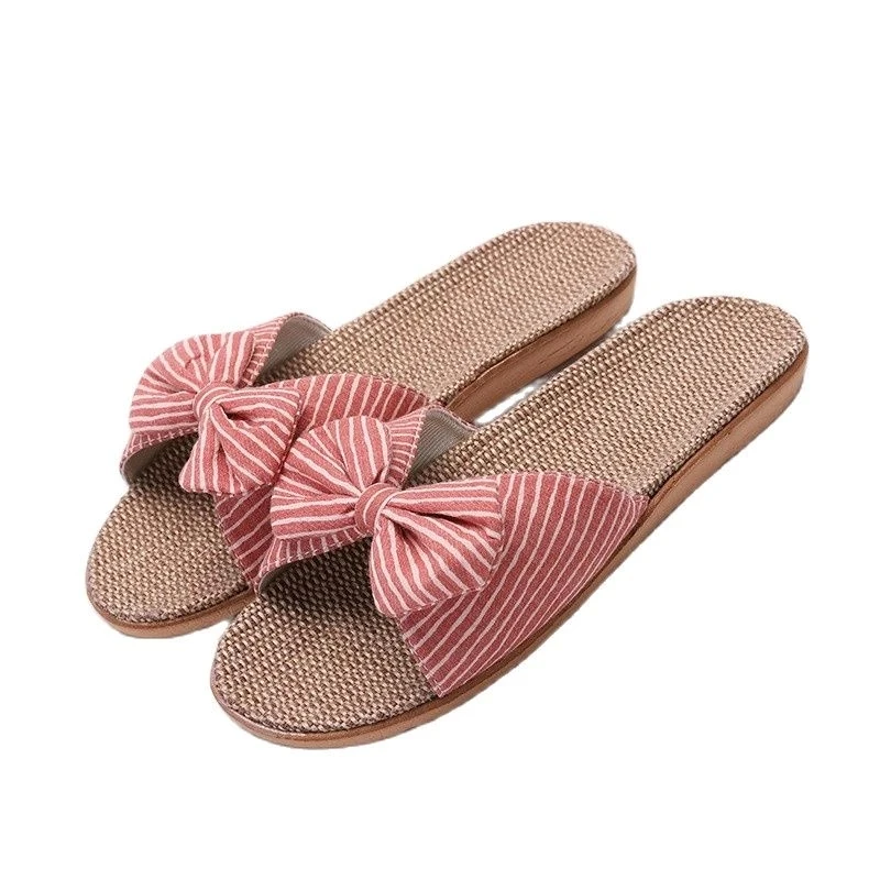 Suihyung Summer Flax Slippers Women Men Casual Linen Slides Multi-Style Non-Slip EVA Home Flip Flops Indoor Shoes Female Sandals 