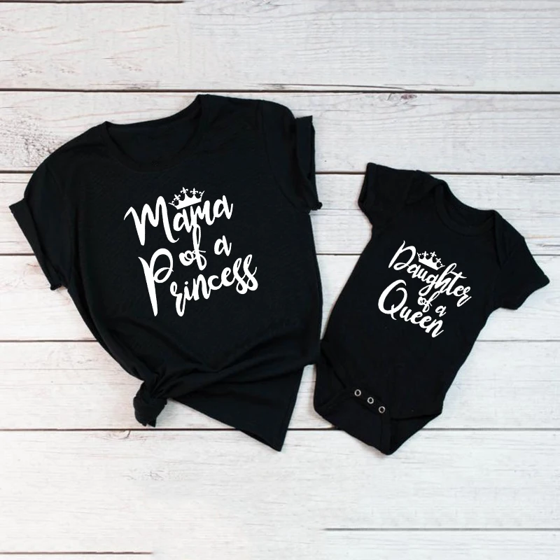 Tshirt Mom Girl Baby-Girl Mommy Mama Daughter/son-Print Romper Family Women Fashion And