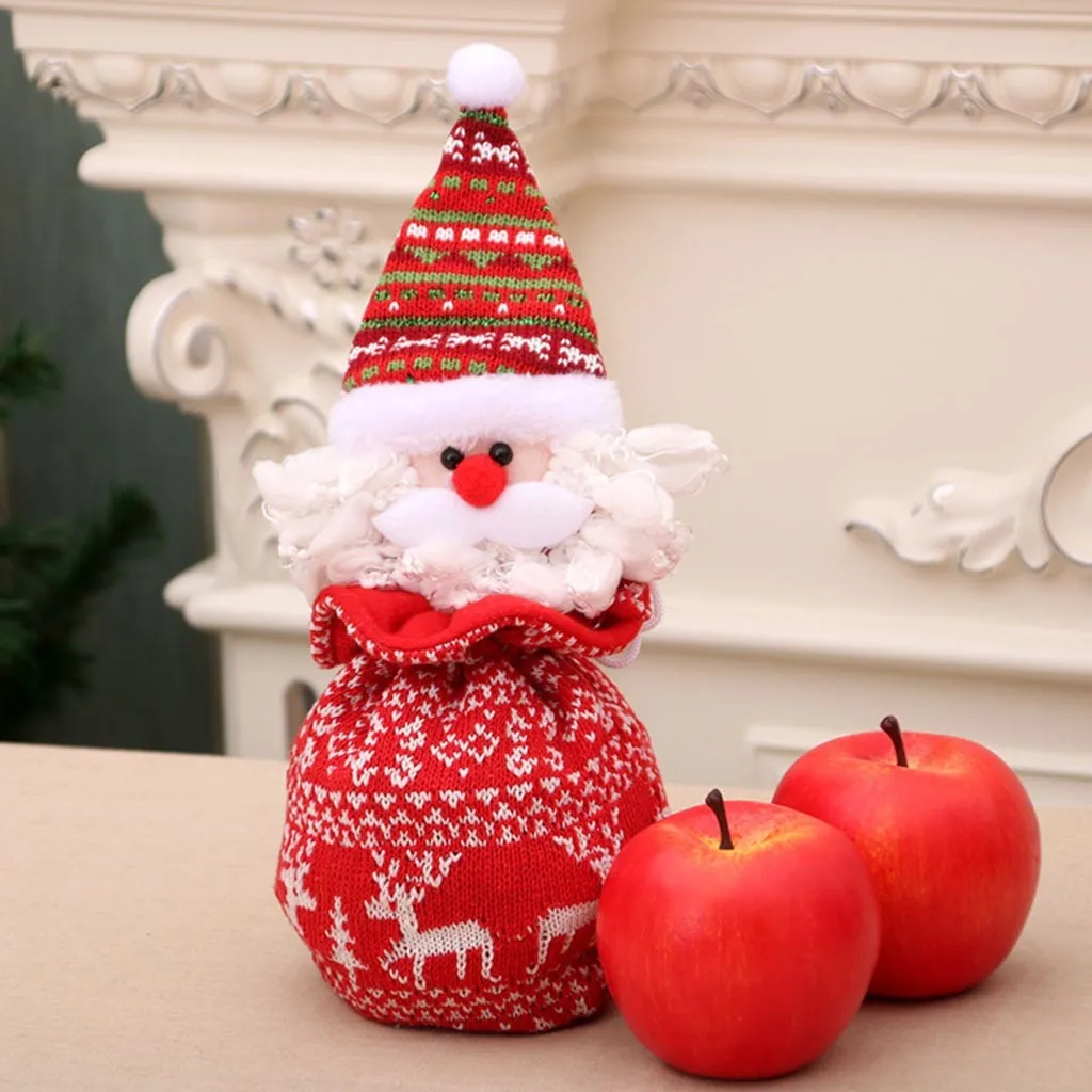 Christmas Portable Candy Bag Cartoon Deer Pattern Apple pouch Snowman Packaging Boxes Christmas Party Gift Decor navidad