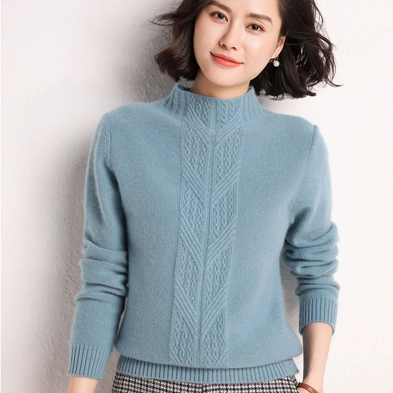 

Women Sweater 2019 New High-Quality Turtleneck Long Sleeve Soft 100% Cashmere Sweater Female Fashion Warm Solid Knit Pullover