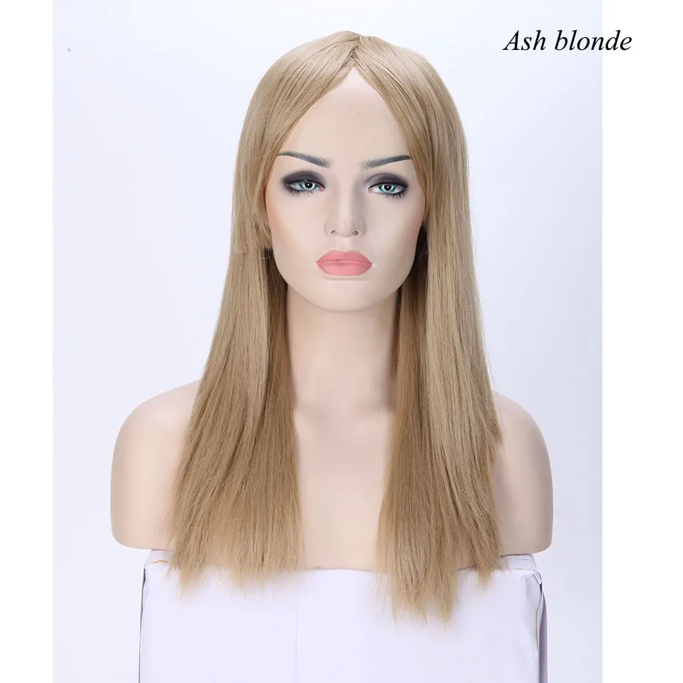ash blonde S-noilite длинные 2" прямые синтетические боковые проборы парики с челкой для черных женщин бразильская прическа натуральные волосы - Цвет: ash blonde