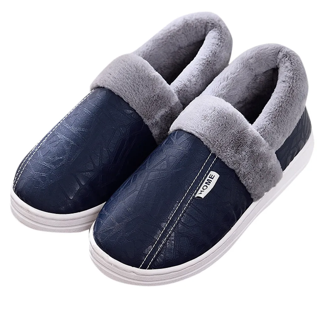 Домашние тапочки на плоской подошве; мужские зимние однотонные тапочки; Повседневная теплая удобная обувь на плоской подошве; мужская обувь