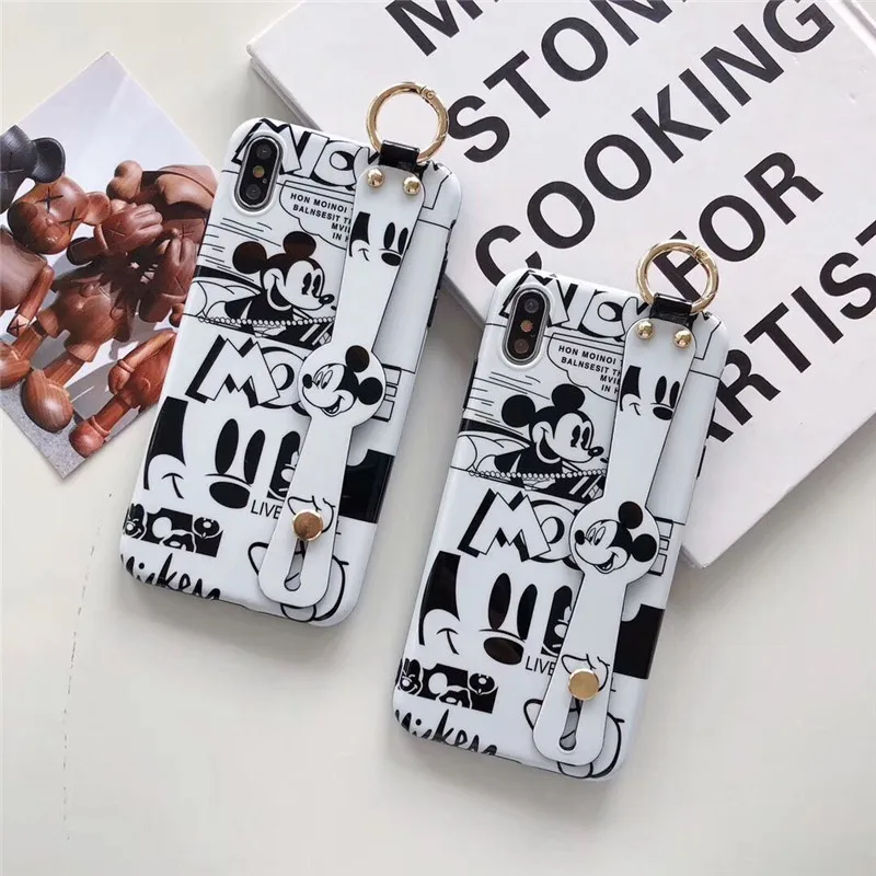 

Sdreefge Wrist Holder Cover Phone Case For iphone 7 8 plus XS MAX XR X 6 IMD Soft Bracket Wrist Phone Case Cute Cartoon Animals