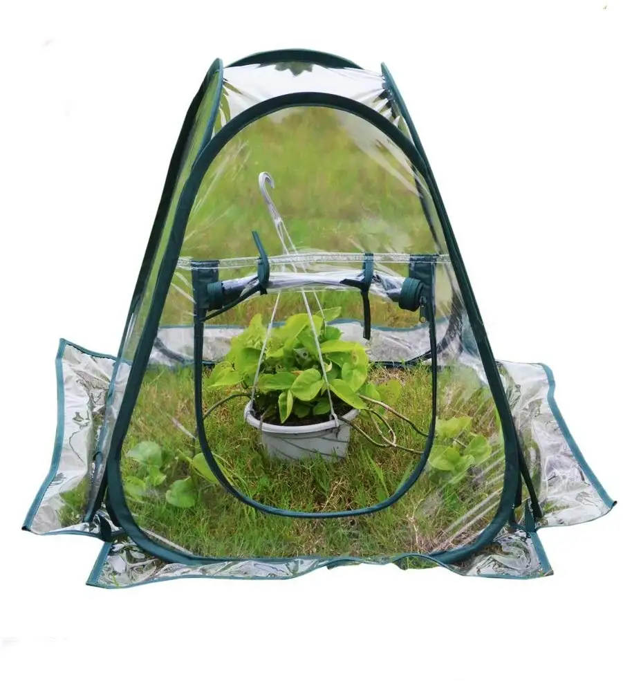 

Mini Pop up Greenhouse Gardening Flowerpot Cover Tent Transparent PVC Warm Room Backyard Flower Shelter Small Indoor Outdoor