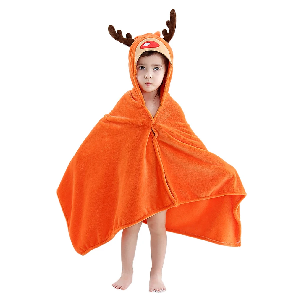 

Super Absorbent Bathroom Cute Coral Fleece Hooded Beach Cartoon Hippo Quick Dry Washable Soft Pool Bath Towel Home Baby Kids