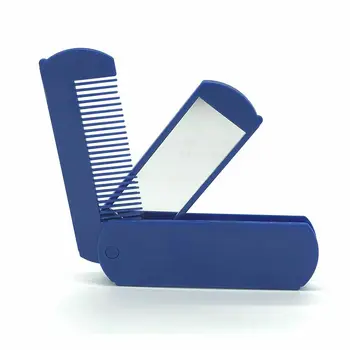 

1Pcs New Design 2 In 1 Foldable Mirror Comb Plastic Folding Beard Hair Brush Travel Mini Pocket Makeup Comb Portable Fahion
