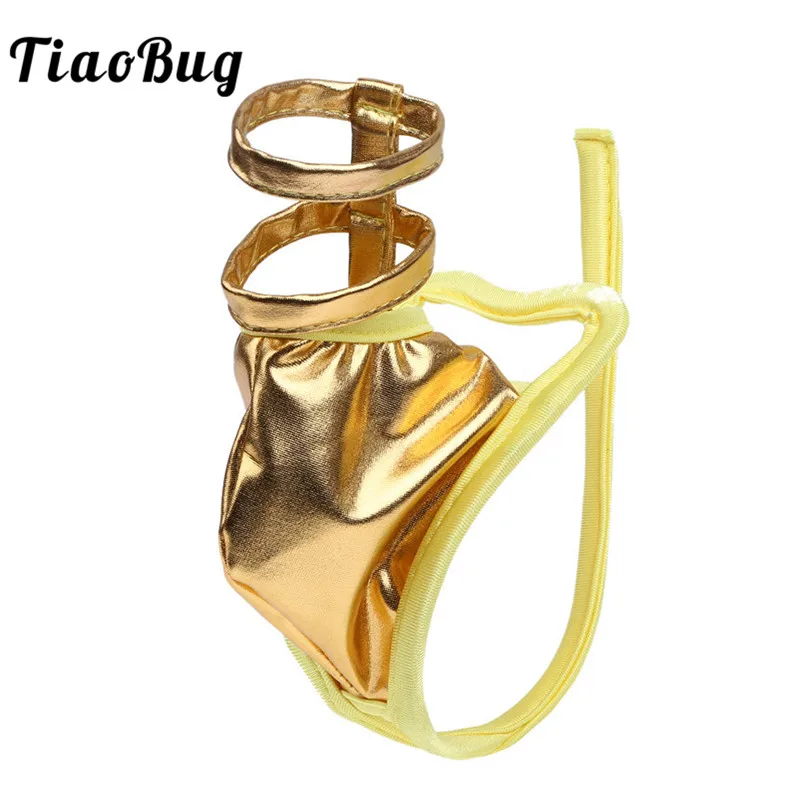 

TiaoBug Men Sexy C-string Swimwear Gay Underwear Patent Leather Crotchless Thong Bikini Briefs Underpants Male Lingerie Panties
