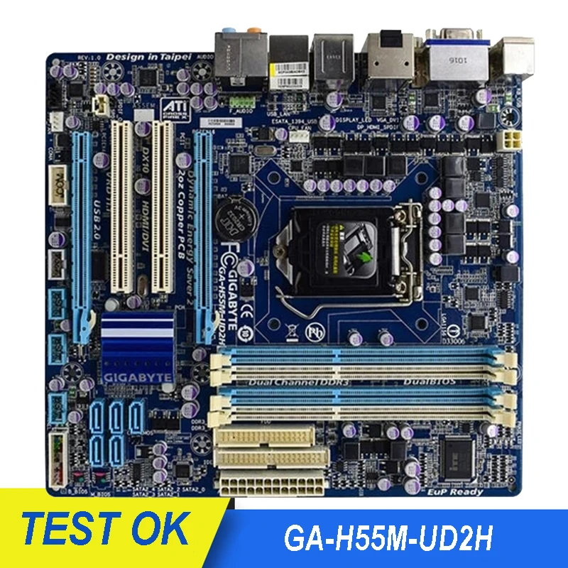 Для десктопной материнской платы GIGABYTE Socket LGA 1156 DDR3 Intel H55 i7 i5 i3 VGA DVI HDMI оригинальная