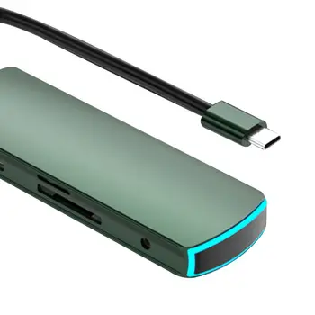 

8 In 1 Multifunction USB C Hub Aluminum USB3.0 Splitter Switcher Indicator Light
