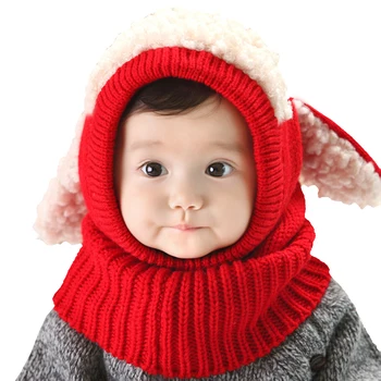 

Long Winter Cute Ears Rabbit Baby Hat With Scarf Warm Knitted Boys Girls Baby Bonnet Photo Props 5 Colors