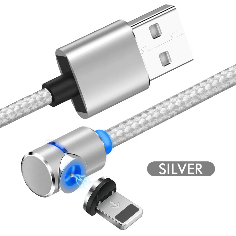 CASPTM USB кабель с магнитной зарядкой USB для iPhone 11 Быстрая зарядка Micro usb кабель для передачи данных type C USB зарядный шнур 1 м 2 м - Цвет: For iPhone Silver