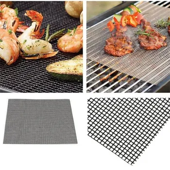 

Non-stick Barbecue Grilling Mats High Security Grid Shape BBQ Mat with Heat Resistance 30x40x0.2cm For Outdoor Activities