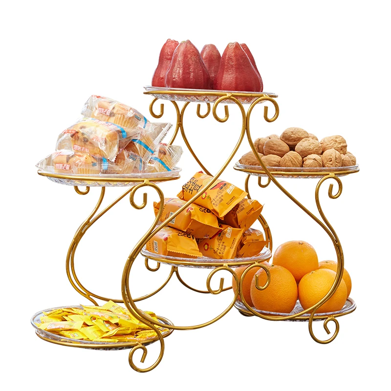 

Creative home Wrought iron multi-layer fruit plate living room dried fruit snack cake dessert display stand storage rack WY5