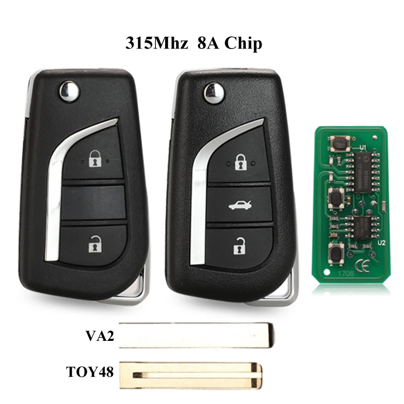 Chiave/Telecomando Per Toyota Corolla Rav4 Levin Camry Reiz Highlander - 315mhz 8a 2/3 Pulsante Di Vibrazione Pieghevole Toyota - Hde61e05fcb254602926c9e158ff70073V