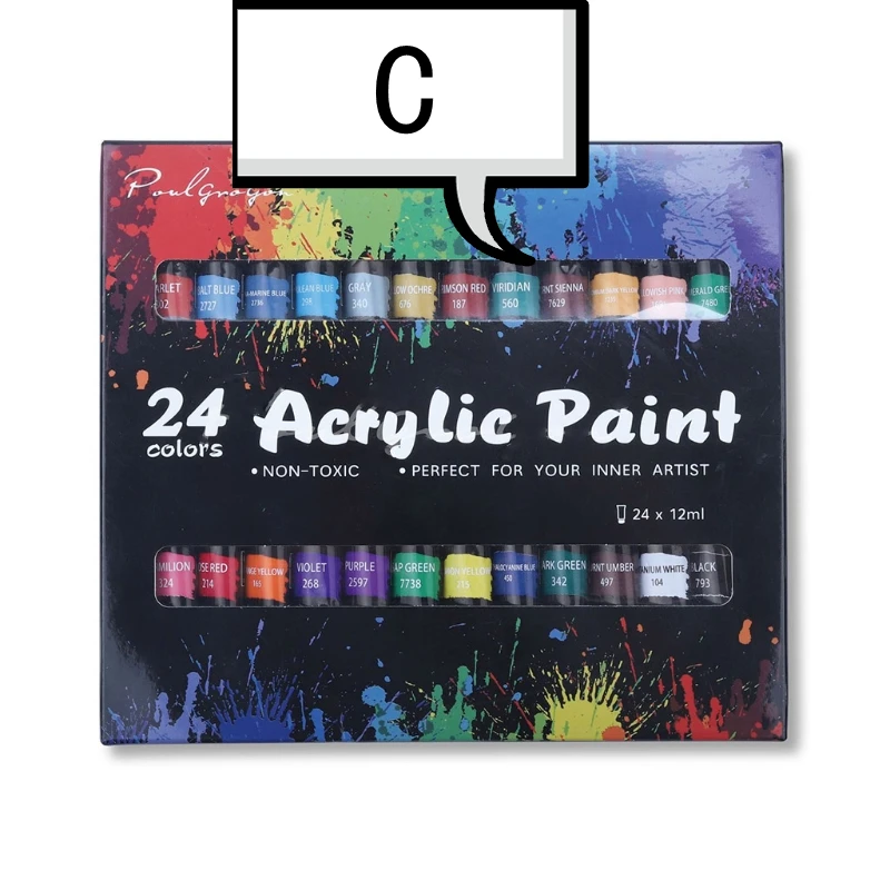Acrylic Paint Set 12/24 Colors Watercolor Acrylic Oil Painting Pigment for artists Drawing Ceramic Stone Wall Paints Tubes Craft