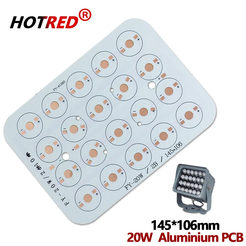 LED Aluminum PCB Board Base Plate Substrate For 1W 3W 20W 50W 60W Leds Chip Beads 145*106mm Radiator DIY For Lamp Flood Light