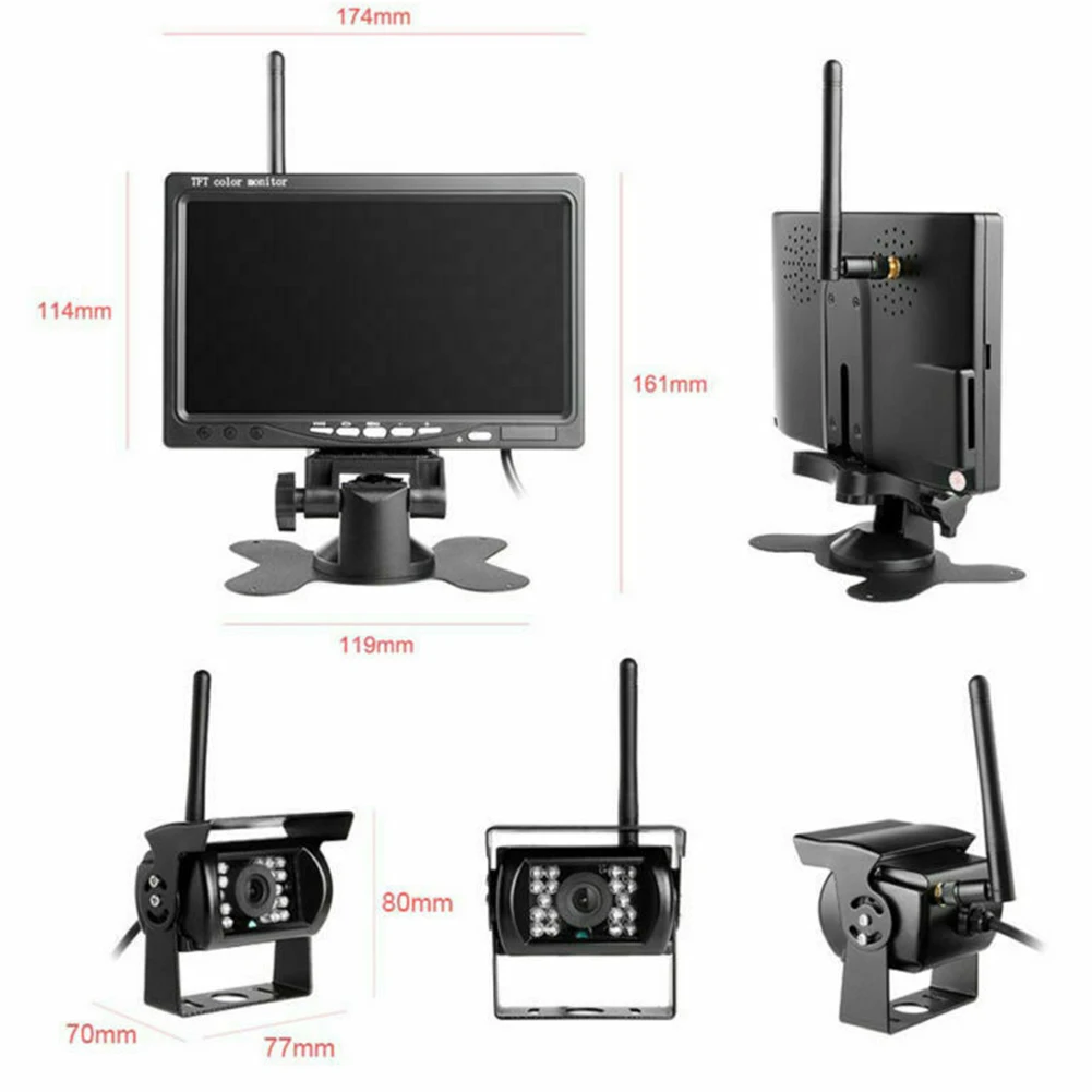 Дистанционное управление 7 дюймов монитор прочный легко установить универсальный ночного видения грузовик металлический автобус камера заднего вида беспроводной водонепроницаемый