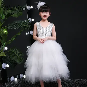 

Flower Girl Dresses It's Yiiya B067 Sparkling Sequins Black Princess Dress 2020 Elegant V-neck Sleeveless Pageant Gowns