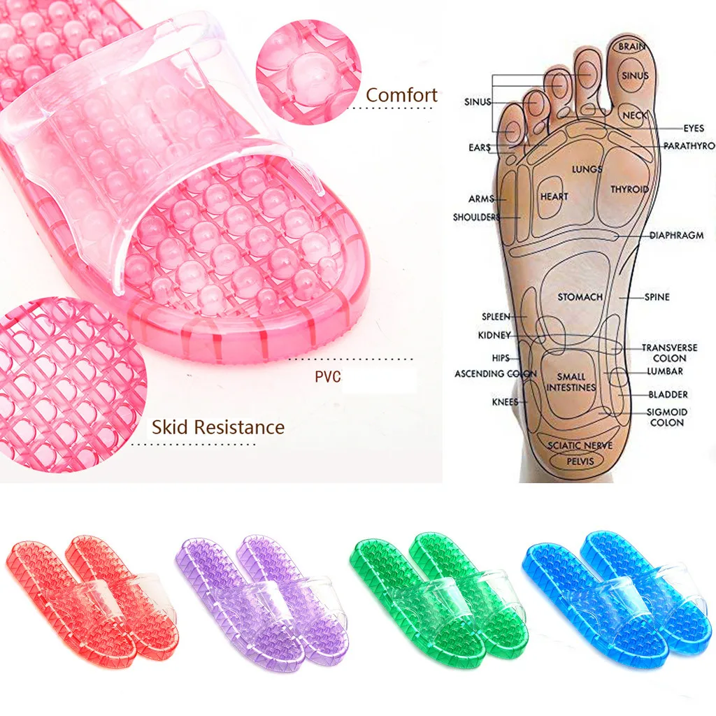 Pressure Relief Foot Massage Women Unisex Transparent jelly Solid color Slippers Comfortable Casual Simple Female Indoor Shoes | Обувь