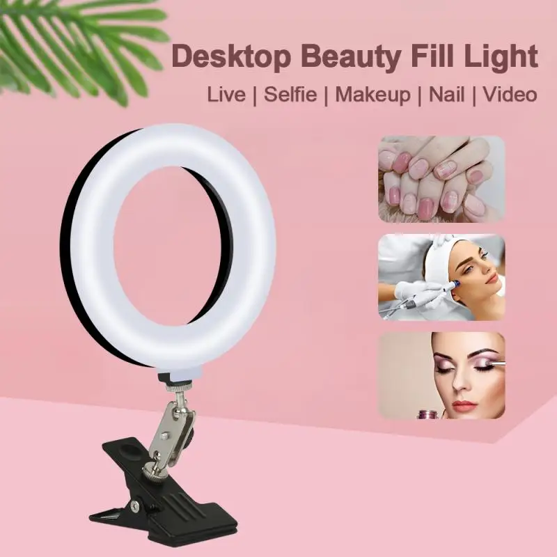 

6/8/10inch Clip-on Ring Light For Mobile Phone Computer Brightness Adjustable Selfie Lamp Live Broadcast Video Fill Light Beauty