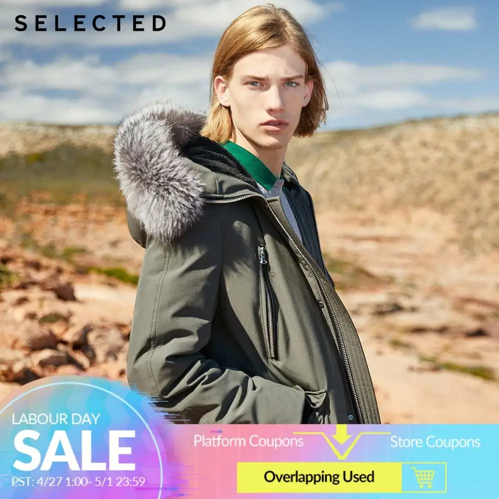 

SELECTED Men's Mid-length Hooded Parka Coat Fur Collar New Winter Duck Down Jacket Outwear S | 419412569